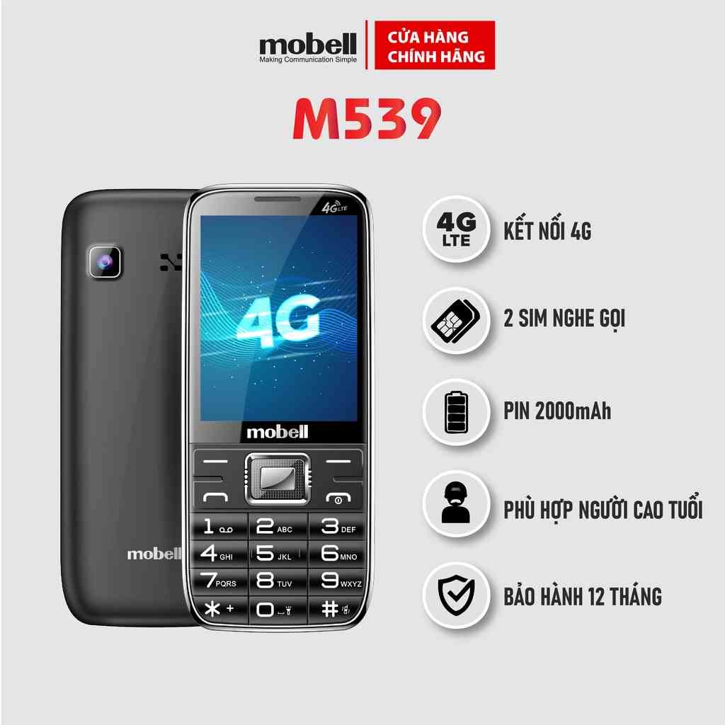 [Mã BMLTB200 giảm đến 100K đơn 499K] Điện Thoại Mobell M539 Chính Hãng 2 SIM 4G Hỗ Trợ Mở Rộng Bộ Nhớ 64Gb Bảo 12 Tháng