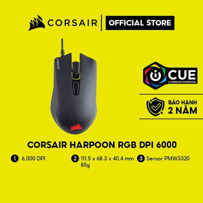 [Mã ELCL7 giảm 7% đơn 300K] Chuột Gaming Corsair Harpoon RGB DPI 6000 (CH-9301011-AP)