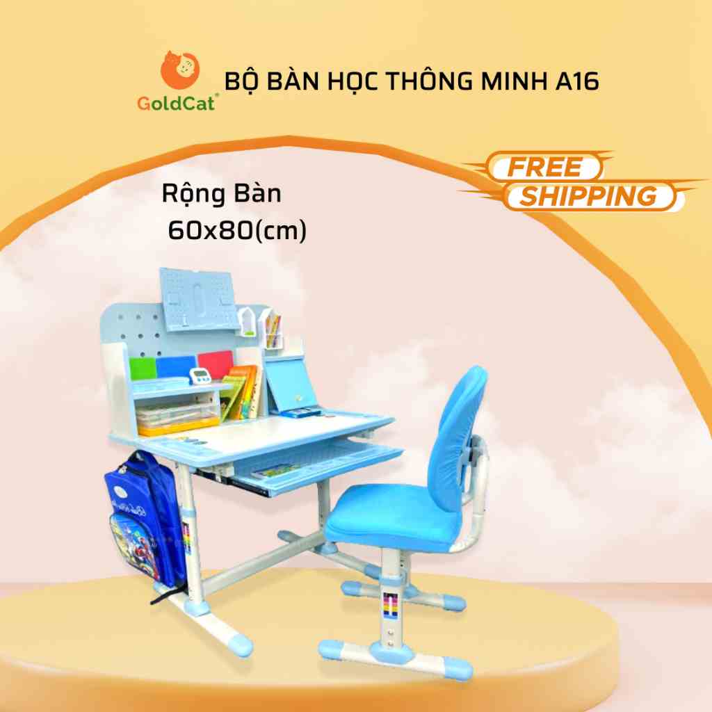 Bàn Học Cho Bé A16 GoldCat Thiết Kế Thông Minh Chống Gù, Chống Cận, Nâng Hạ Linh Hoạt.