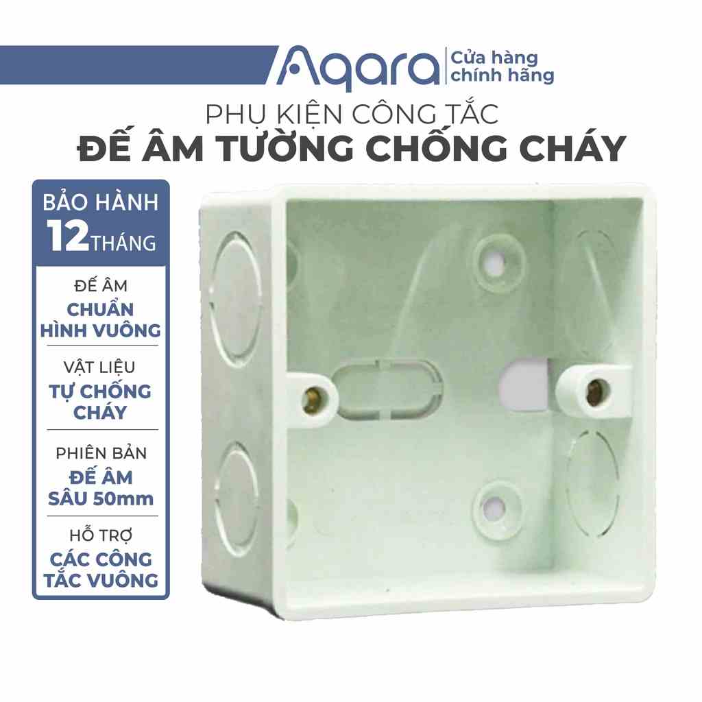 Đế âm Vuông và Chữ Nhật phiên bản Sâu 50mm, Tự Chống Cháy, dành cho Công Tắc thông minh Aqara