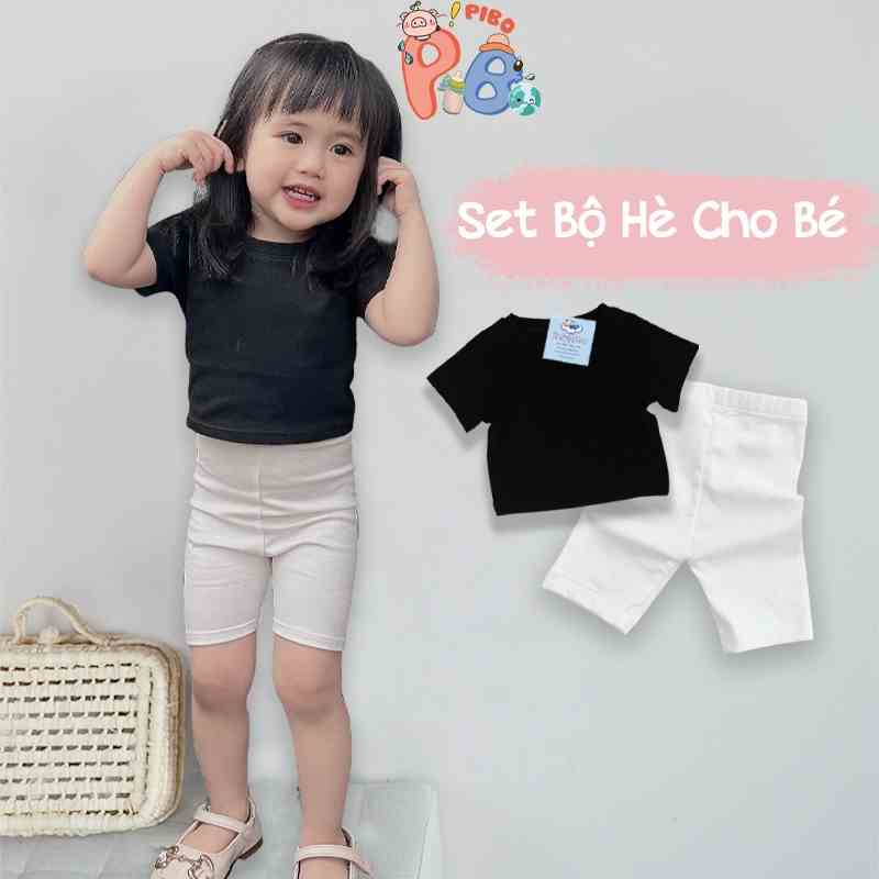 Áo Croptop Cộc Tay, Quần Legging Đùi Bé Gái Vải Zip Cao Cấp - BabyBoo - PiBo - BCRCTLGN