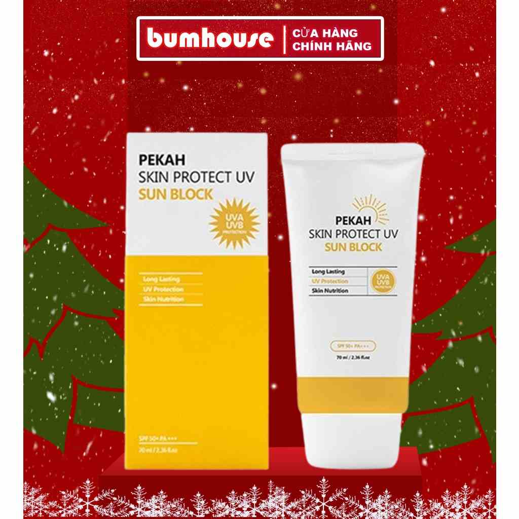 Kem chống nắng vật lý PEKAH Hàn Quốc bảo vệ khỏi tia nâng tone nhẹ UV Skin Protect UV Sun Block SPF 50+ PA+++ 70ml