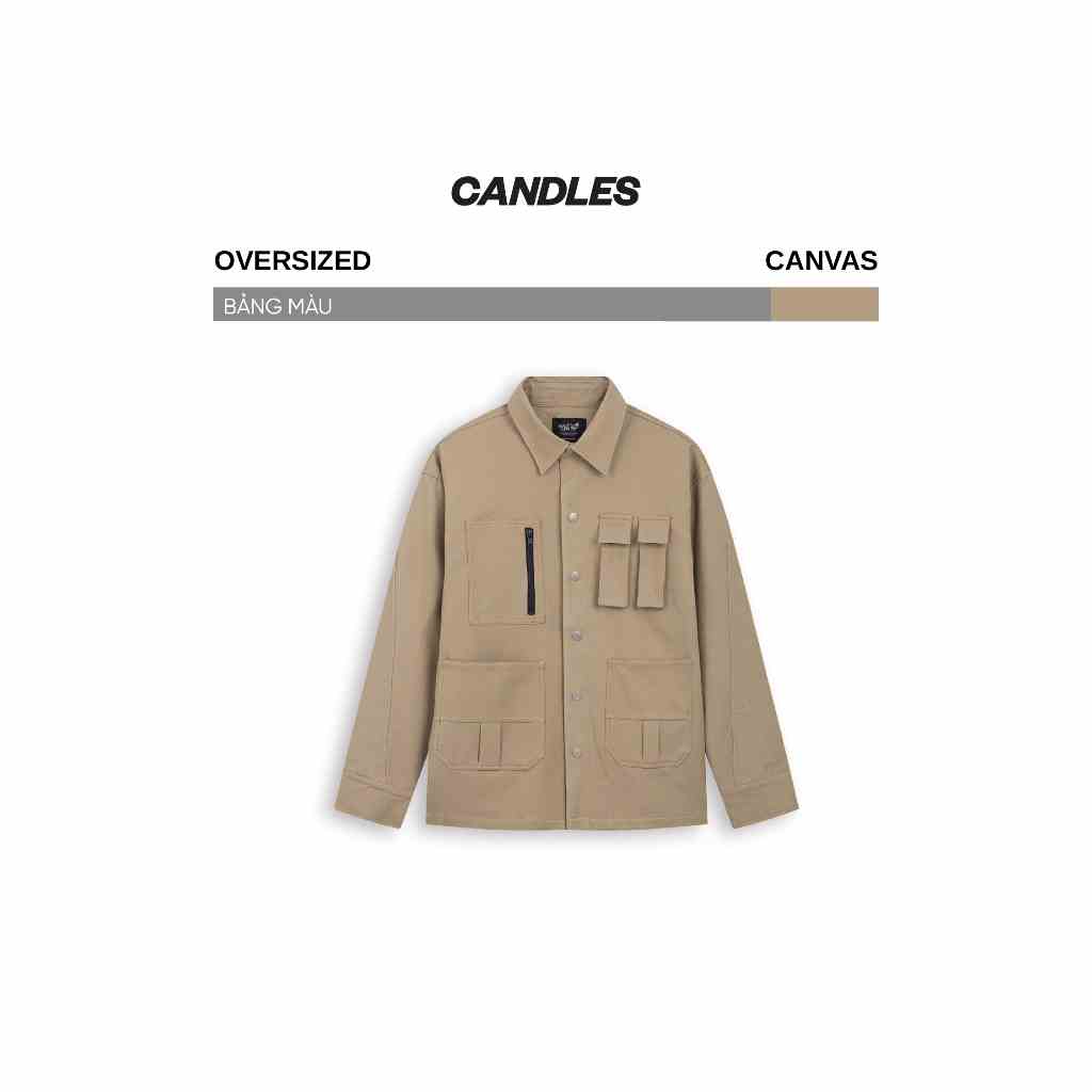 Áo khoác nam nữ oversized CANDLES ADT OVERSHIRT thiết kế túi độc đáo chất liệu canvas dày dặn