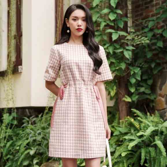 De Leah - Đầm Suông Tweed Nơ Eo - Thời Trang Thiết Kế