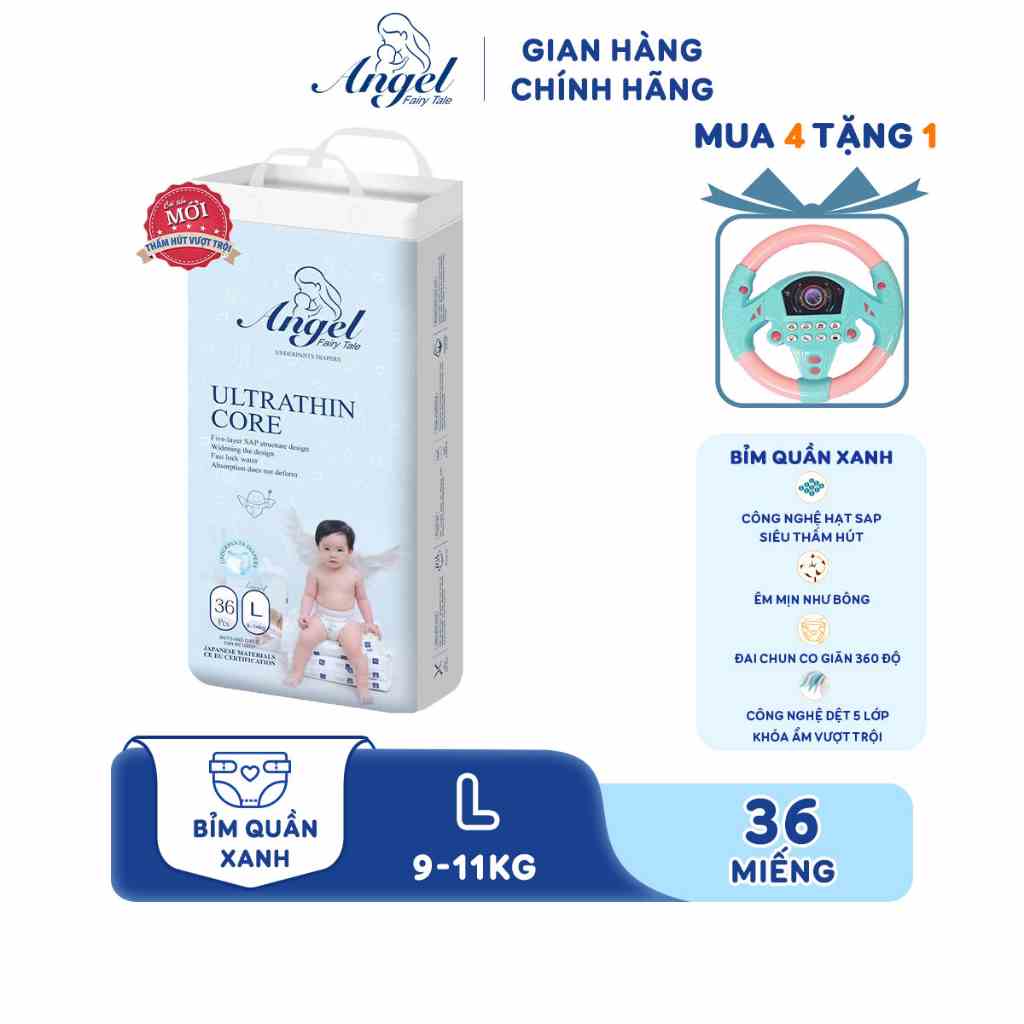 [Mã BMLTB35 giảm đến 35K đơn 99K] Bỉm Quần ANGEL Absorbent Size L36