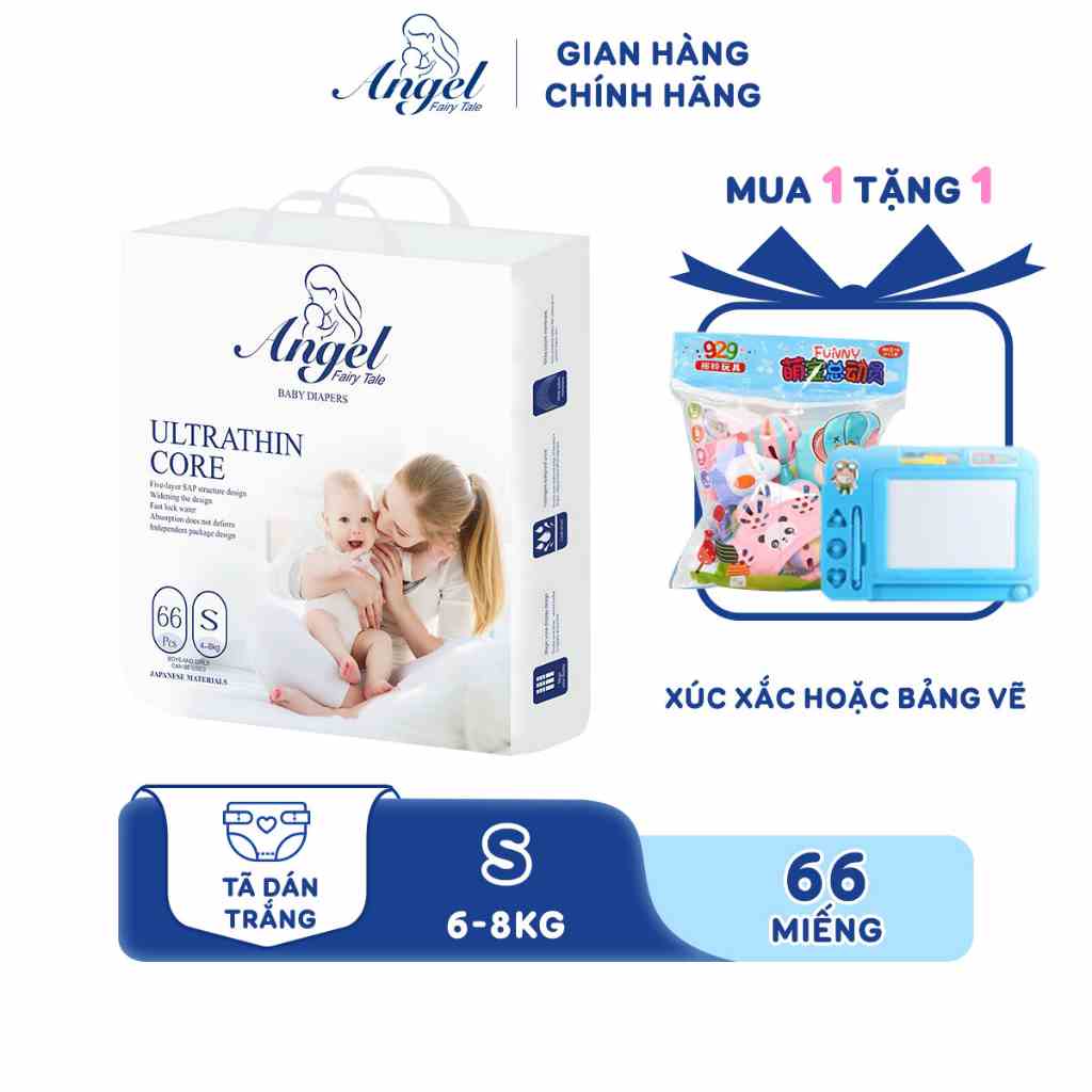 [Mã BMLTB35 giảm đến 35K đơn 99K] Tã Dán ANGEL Ultrathin Core Size S66