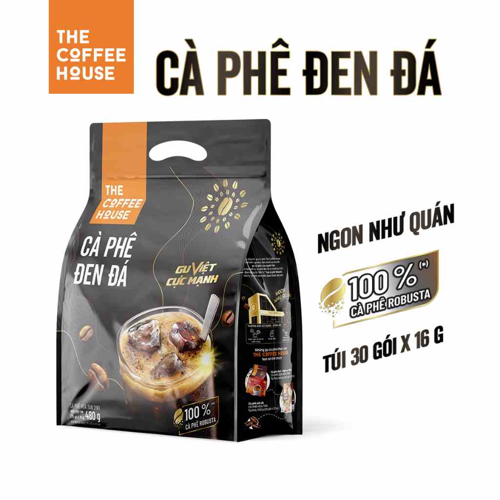 [Mua 3 tặng 1] Túi cà phê đen đá The Coffee House (Túi 30 gói x 16 g)