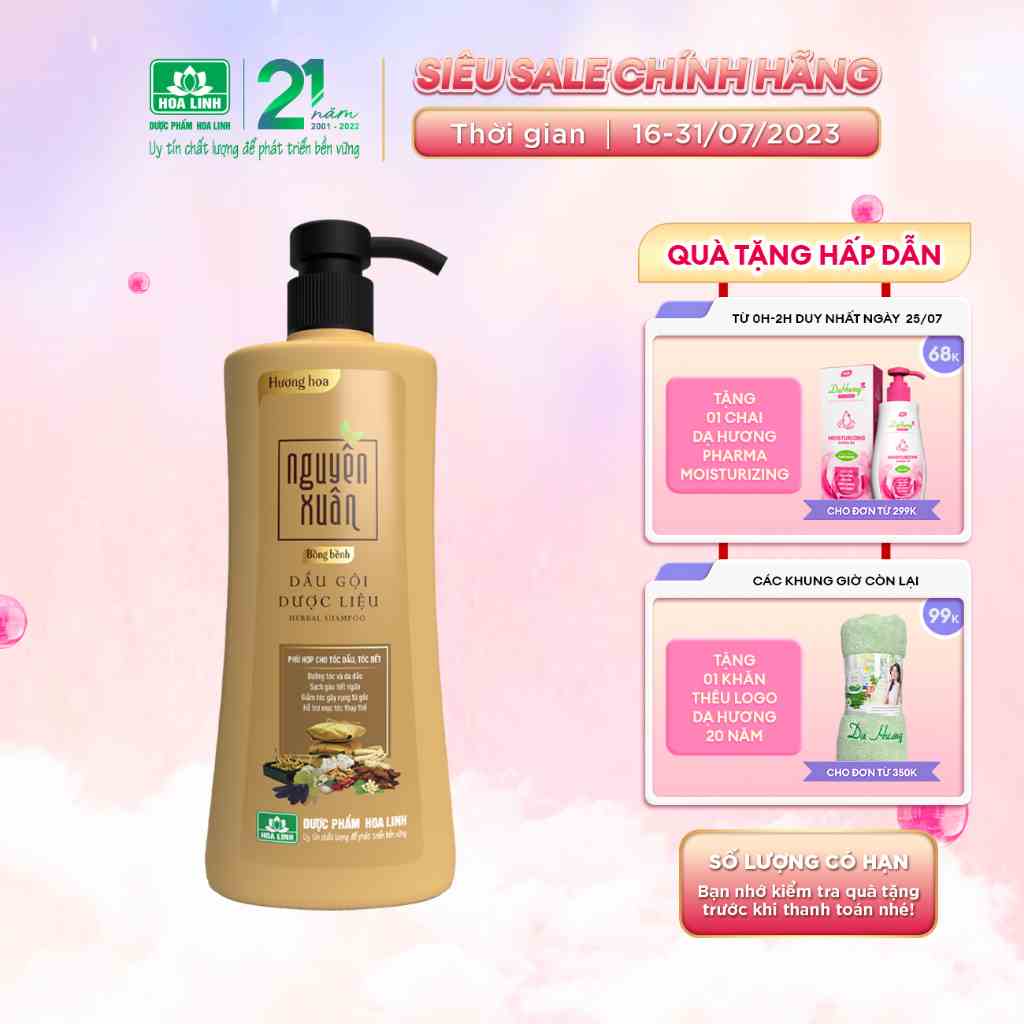 {MỚI} Dầu gội dược liệu Nguyên Xuân Bồng bềnh 450ml - Dành cho tóc dầu bết - Tặng thêm 50ml giá không đổi