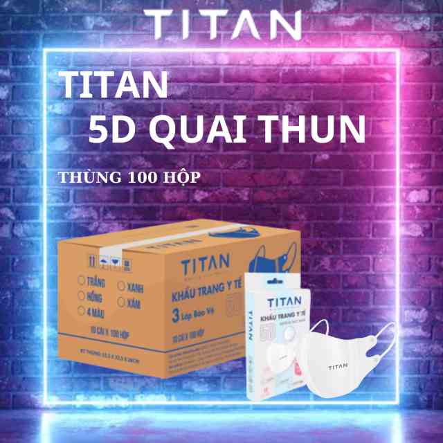 [5D Titan x Famapro - Thùng 100 Hộp] Khẩu trang kháng khuẩn 3 lớp ( 10 cái/hộp )