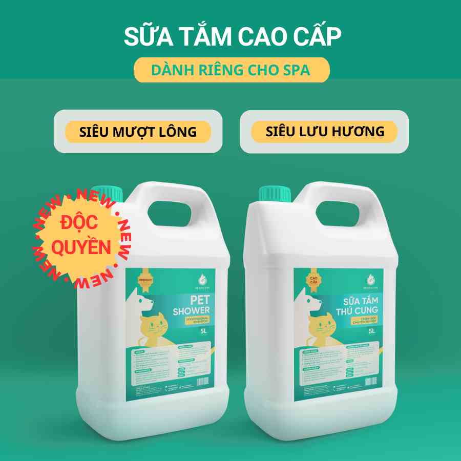 Sữa tắm thú cưng Cao Cấp dành riêng cho Spa chó mèo Siêu mượt lông Siêu lưu hương Beoncare can 5l