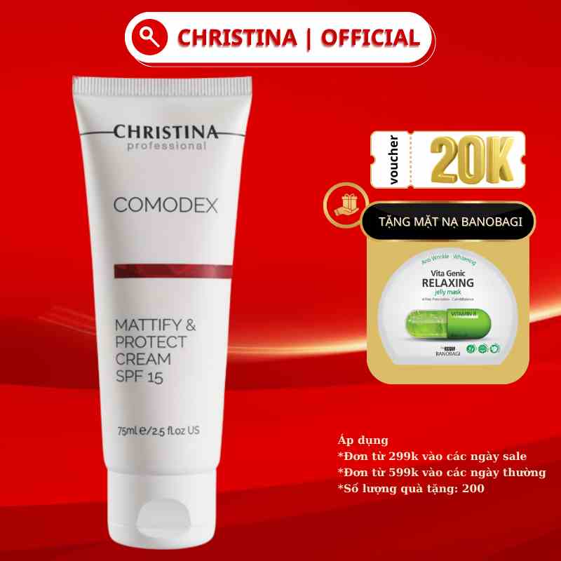 Kem dưỡng da dầu mụn Comodex Mattify & Protect Cream Floslek SPF 15 CHRISTINA giảm dầu nhờn, thu nhỏ lỗ chân lông 75ml