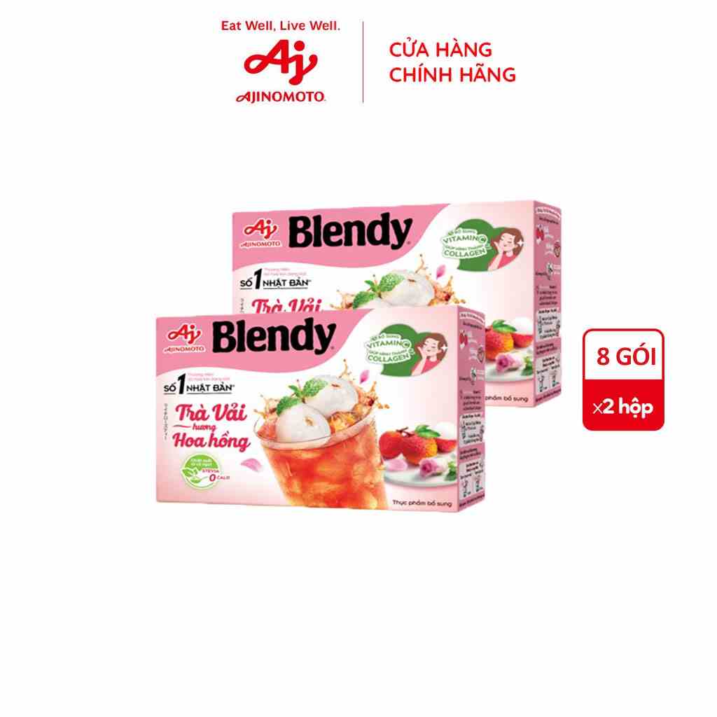 Combo 2 Hộp Trà Vải hương Hoa Hồng Blendy 11g x 8 gói