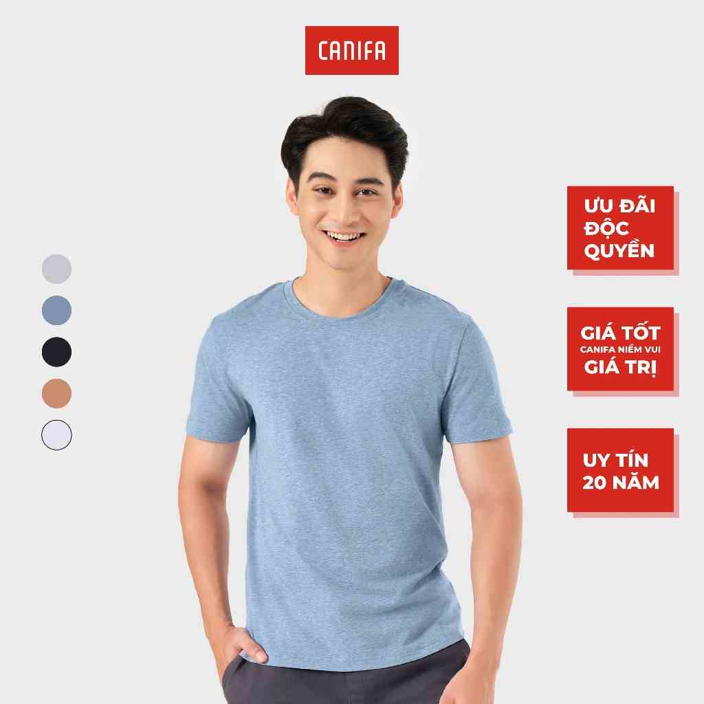 Áo phông nam cổ tròn CANIFA chất liệu cotton co giãn, phom regular cổ tròn 8TS22A004