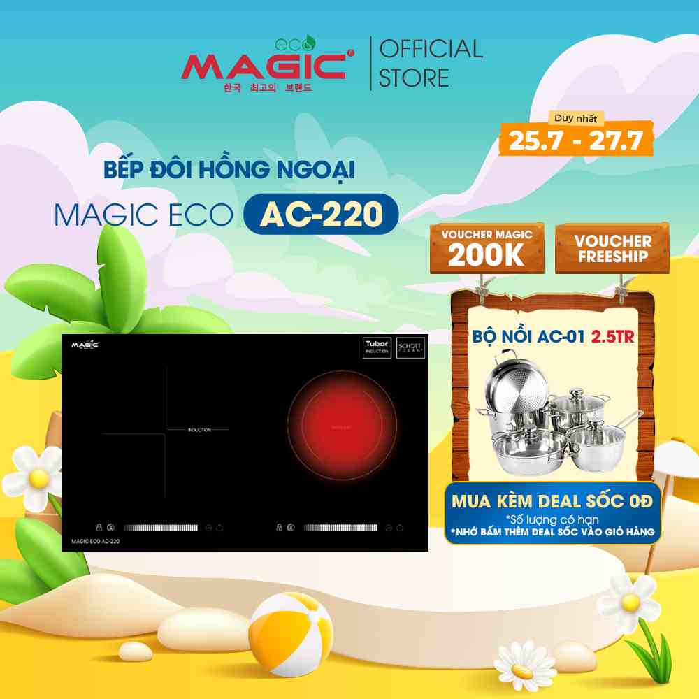 Bếp điện từ đôi kết hợp bếp hồng ngoại Magic Eco AC220 MADE IN MALAYSIA,bảo hành chính hãng 30 tháng