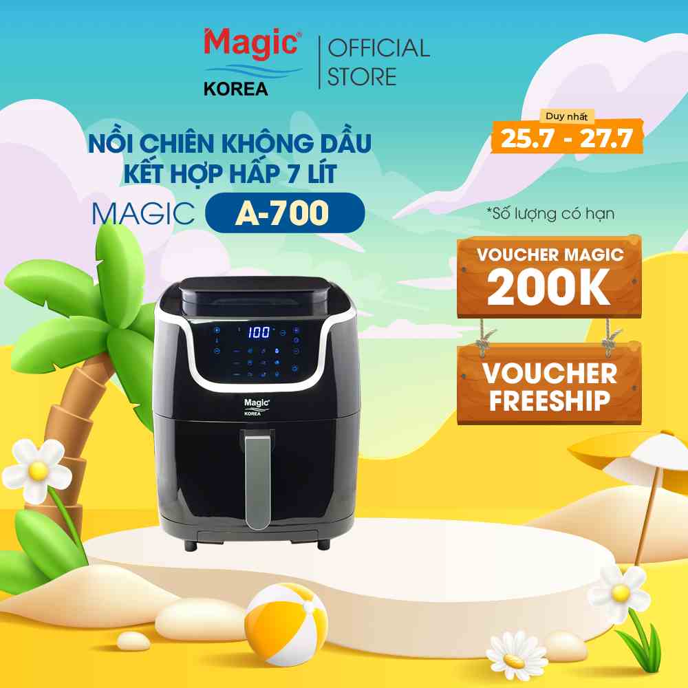 Nồi chiên hấp thông minh Magic Korea A700 7L cho gia đình 8-10 người,màn hình LED cảm ứng,bảo hành chính hãng