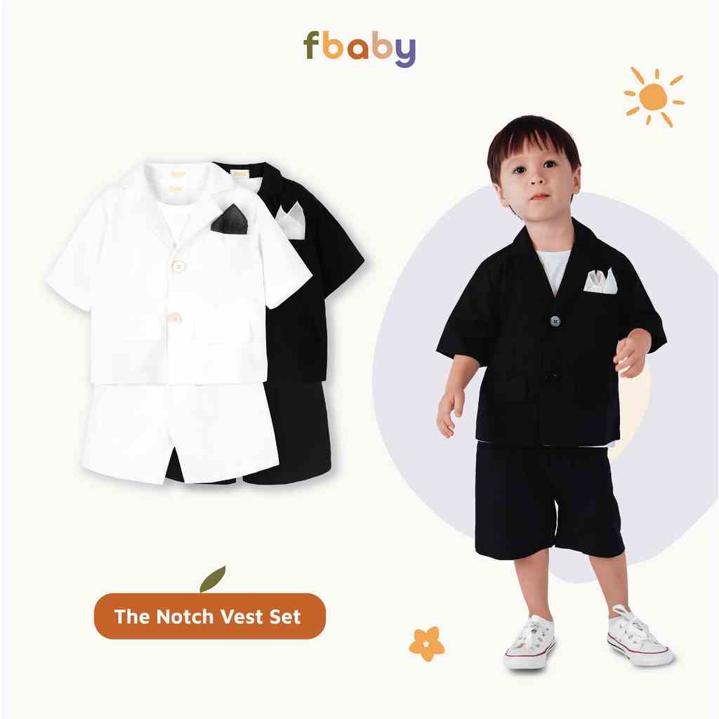 Bộ vest bé trai 2 cúc kèm áo cotton trắng Fbaby FB006