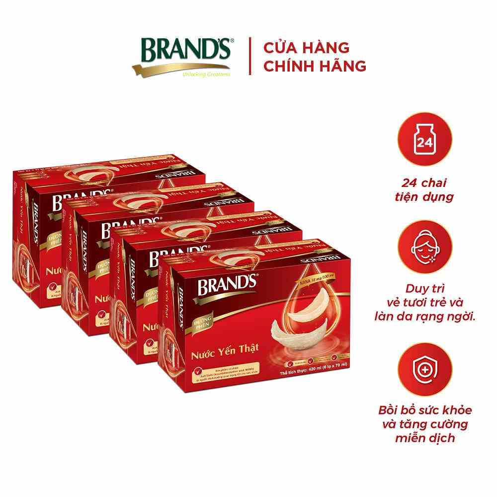 [Mã BMLTB200 giảm đến 100K đơn 499K] Combo 4 nước yến thật BRANDS đường phèn (70 ml x 24 lọ)