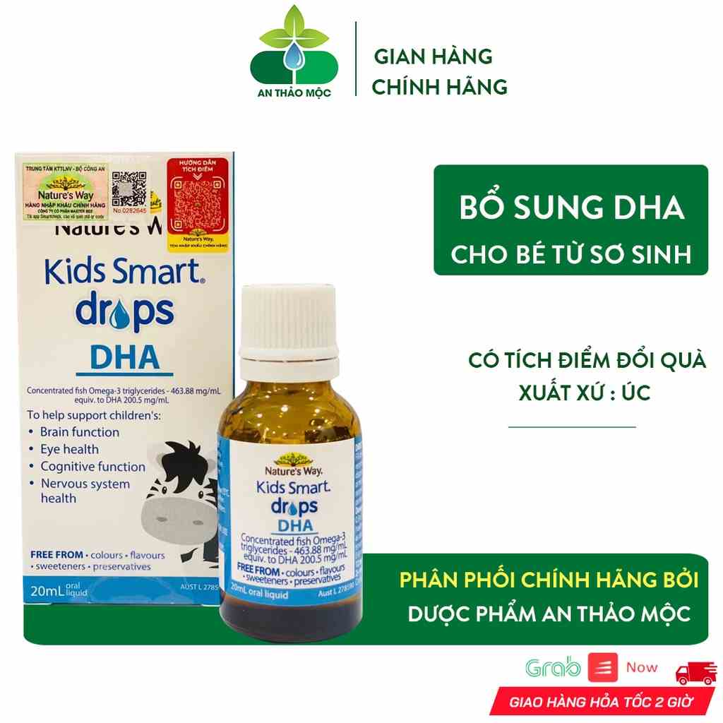 [Mã BMLTB35 giảm đến 35K đơn 99K] Natures Way Kids Smart Drops DHA Giúp Bé Phát Triển Trí Não Thị Lực Từ Sơ Sinh