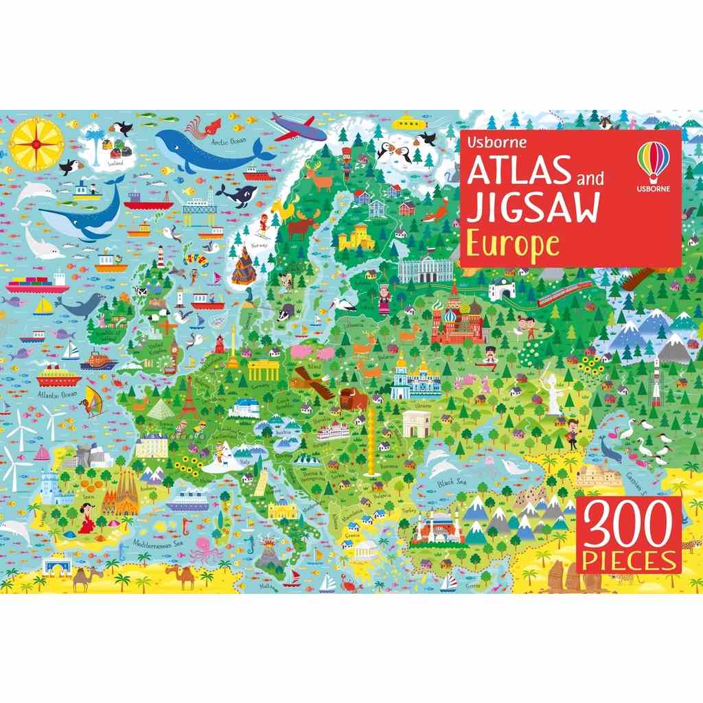 [Mã BMLTB200 giảm đến 100K đơn 499K] Sách - Bộ xếp hình Usborne Atlas and Jigsaw Europe