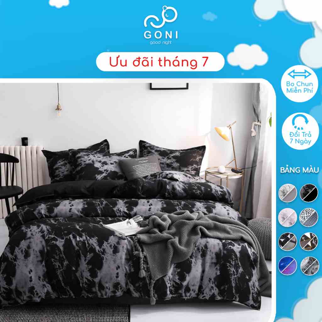 Bộ Chăn Ga Gối Họa Tiết Tinh Tế Sang Trọng Cotton Tici GONI Drap Giường Đủ Kích Thước Trải Nệm Không Kèm Ruột