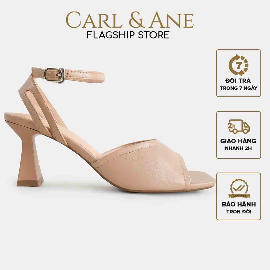 [Mã BMLTB35 giảm đến 35K đơn 99K] Carl & Ane - Giày cao gót nhọn hở mũi phối dây quai mảnh cao 7cm màu bò_ CS015