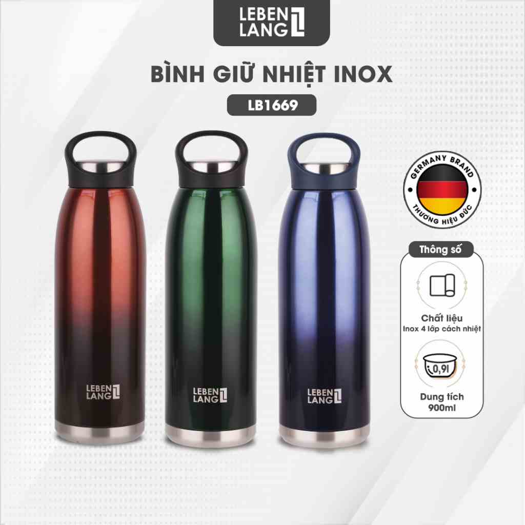 Bình giữ nhiệt LEBENLANG LB1669 inox 304 cao cấp không gỉ, dung tích 900ml - hàng chính hãng