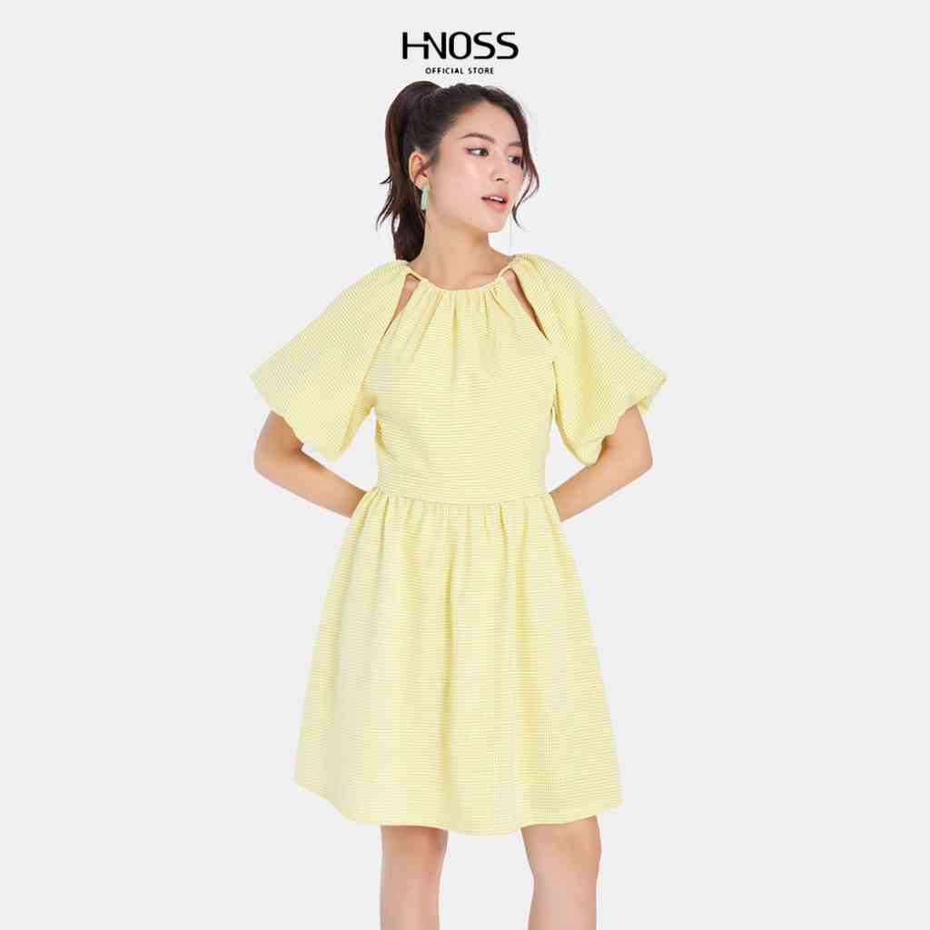 [Mã BMLTA35 giảm đến 35K đơn 99K] Đầm Xoè Nữ Thời Trang HNOSS Cut-Out Vai Tay Phồng HNDLU055