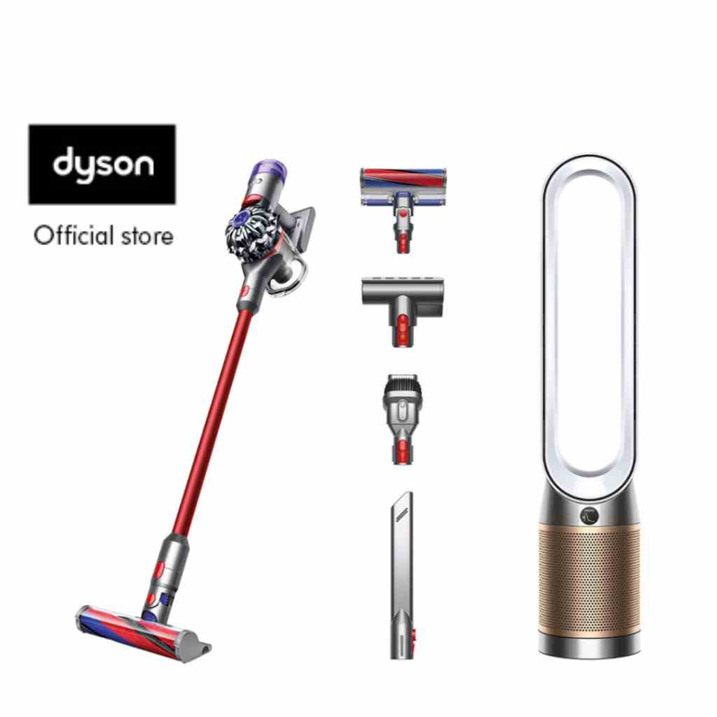 Combo Máy hút bụi Dyson V8 Slim Fluffy và Máy lọc không khí Dyson Purifier Cool ™ Formaldehyde TP09 (Trắng/Vàng))