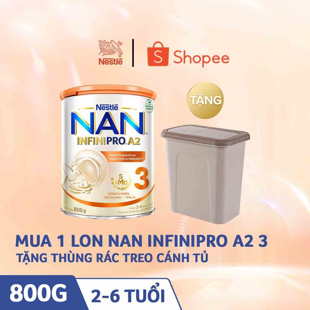 [Tặng 01 Thùng rác treo cánh tủ] Sữa Bột Nestlé NAN INFINIPRO A2 3 lon 800g