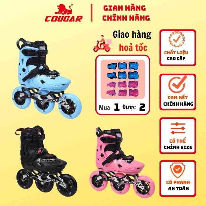 Giày Patin Trẻ Em COUGAR Flying Eagle S7 Speed, Phiên bản nâng cấp, hỗ trợ chơi tốc độ, tặng kèm túi đựng giày