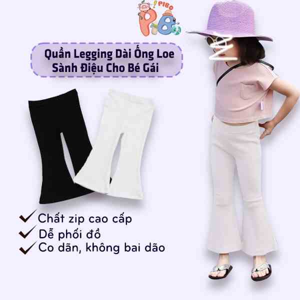 Quần Legging Bé Gái Ống Loe Vải Zip Cao Cấp, Co Dãn Tốt, Dễ Phối Đồ - BabyBoo- PiBo Store