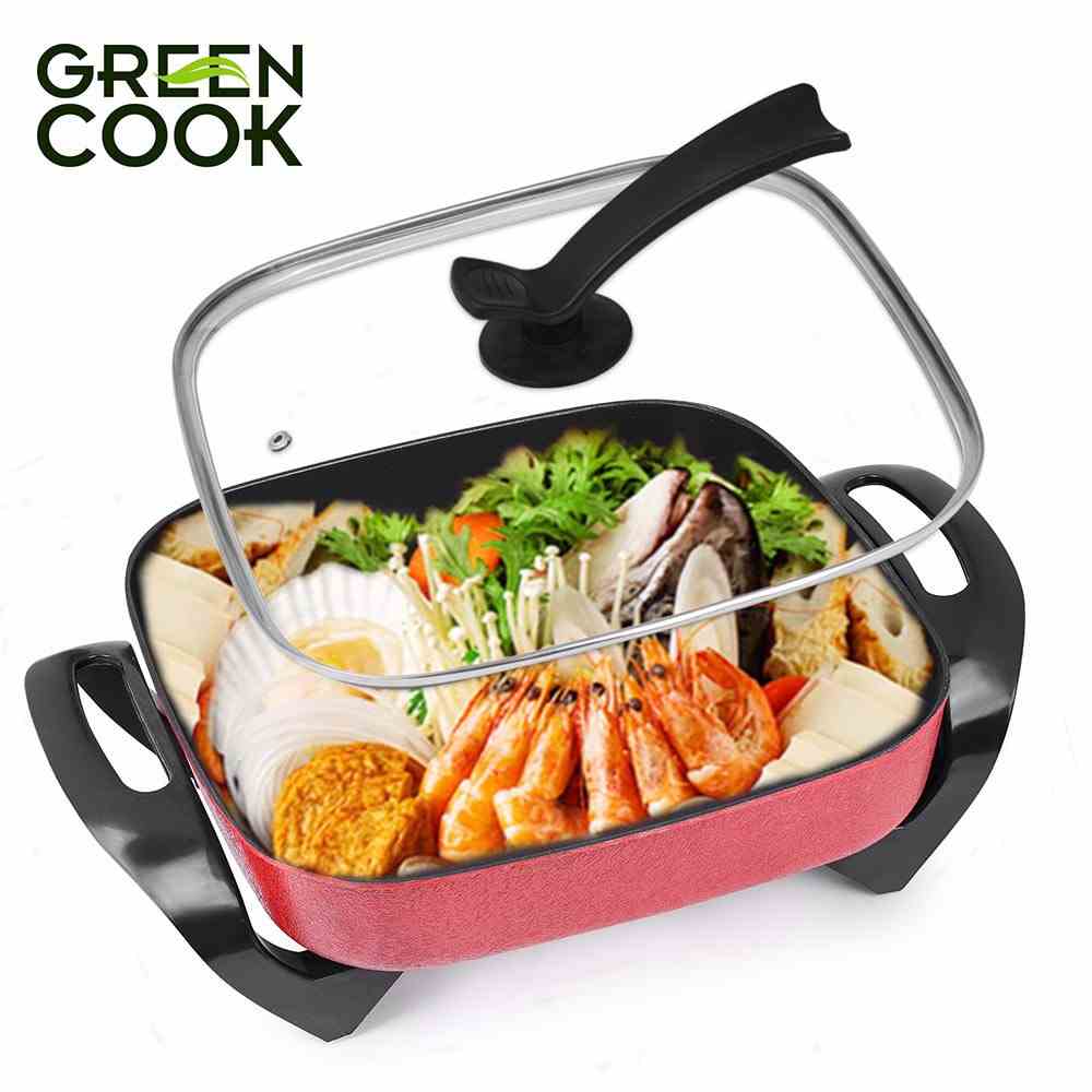 Lẩu, nướng điện nguyên khối chống dính 5L (30cm) Green Cook GCEH30 chuẩn Hàn Quốc - Hàng chính hãng