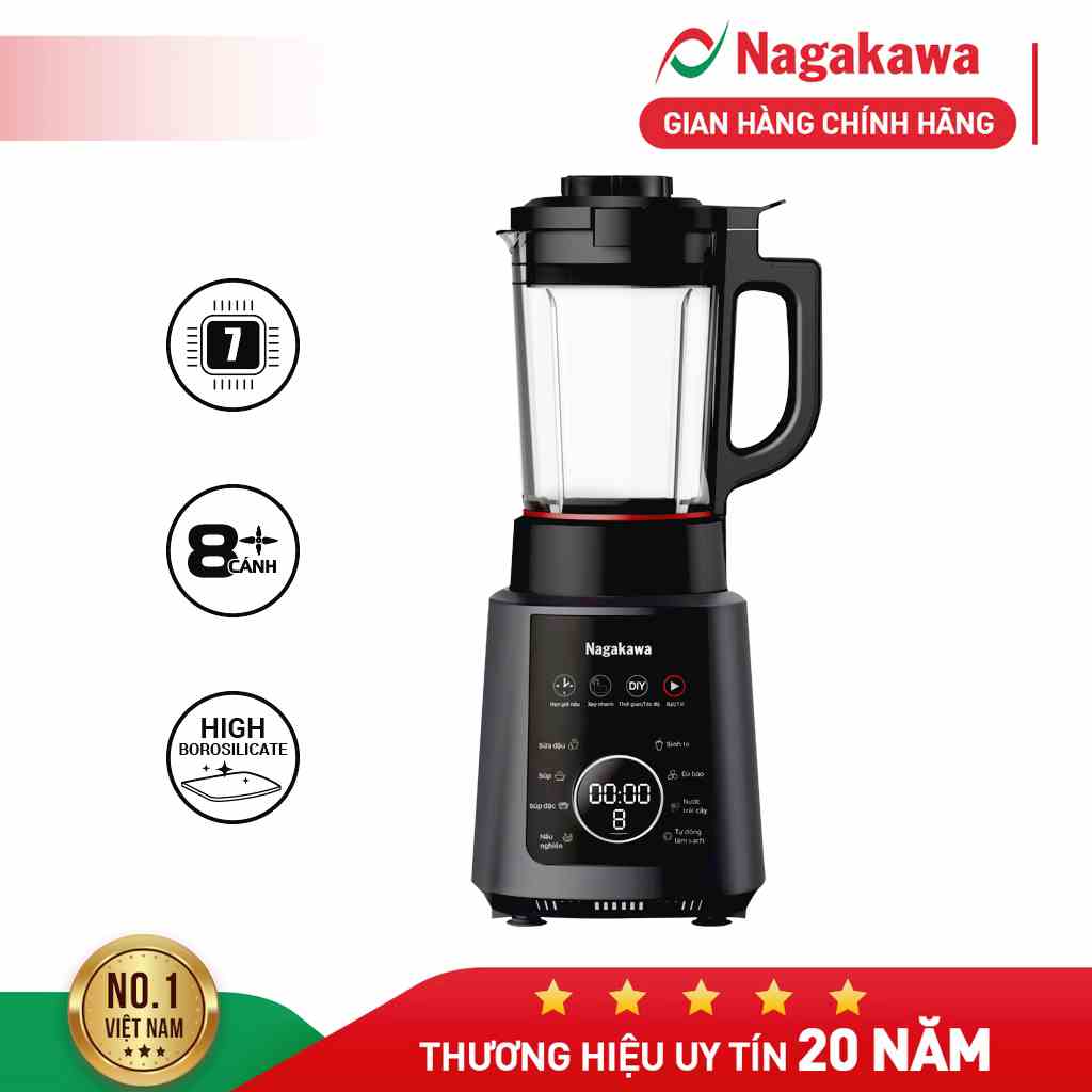 Máy làm sữa hạt đa năng NAG0824 Nagakawa - máy xay sinh tố - máy bào đá NAG0824 (1,2L - 1200W) - Bảo hành 12 tháng