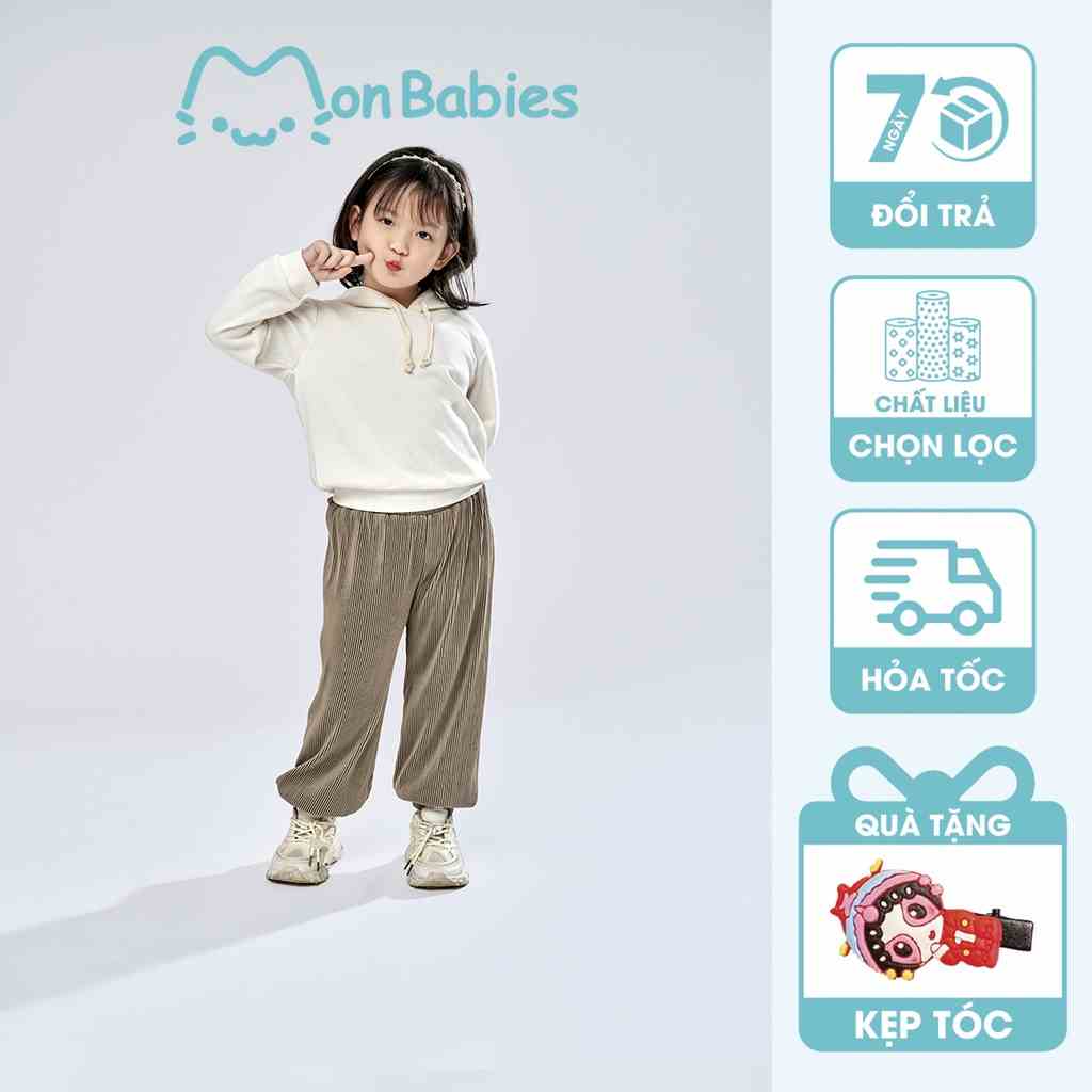 Quần jogger dài bo gấu cho bé gái chất thun gân cao cấp, sang chảnh, sành điệu bé gái MonBabies QXG22W07