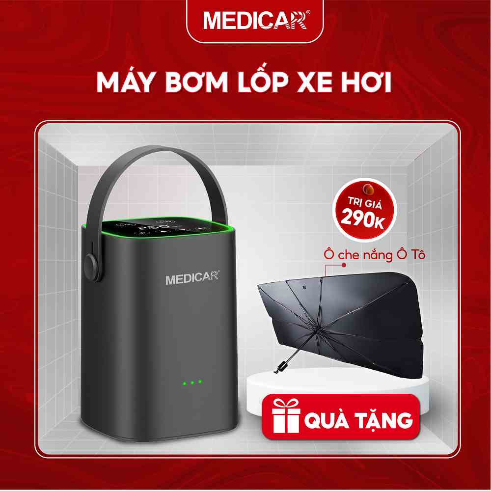 Máy bơm lốp ô tô MEDICAR - Công suất mạnh, Kết hợp cảm biến áp suất lốp, Tự động ngắt khi đầy