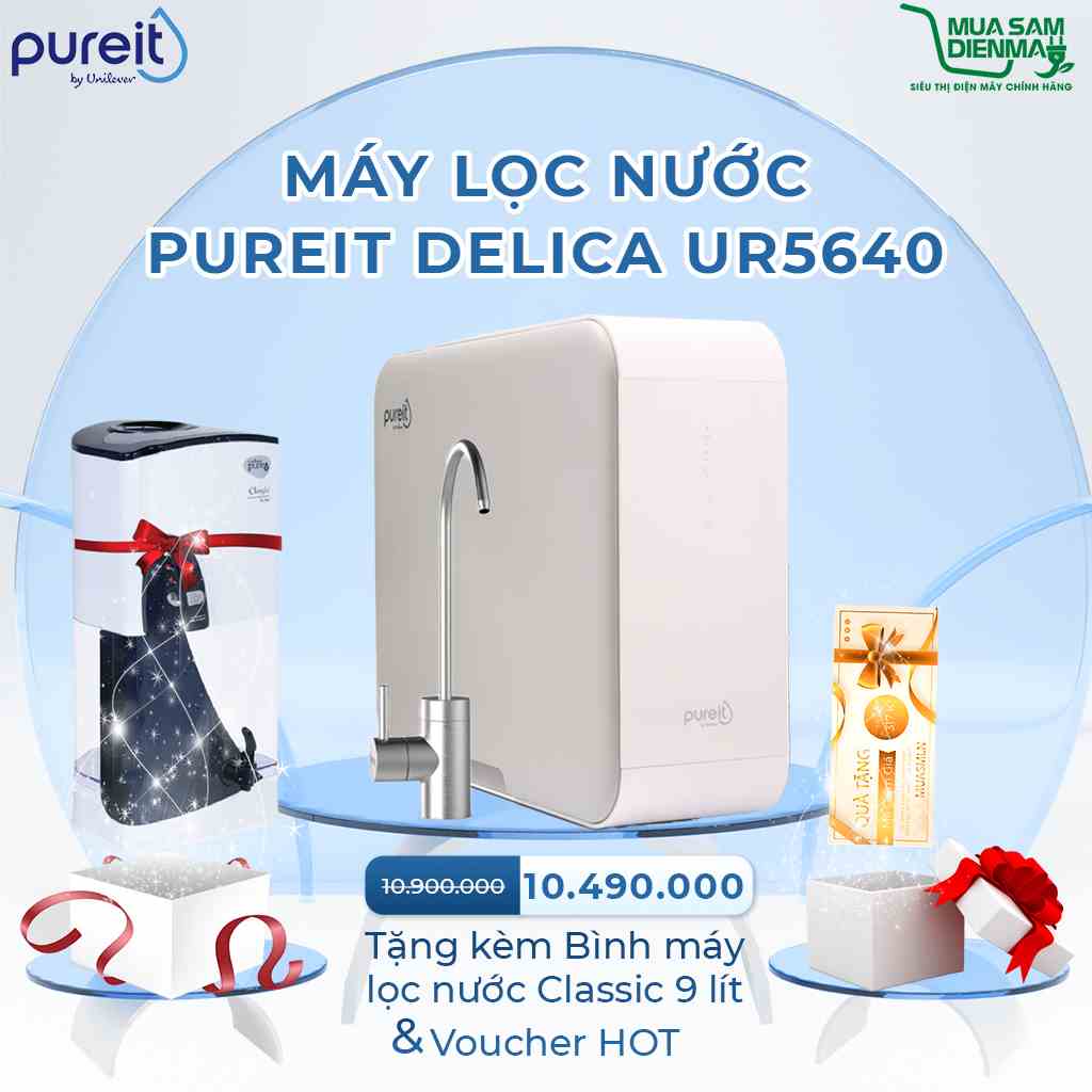 (Lắp đặt miễn phí) Máy lọc nước tinh khiết cho không gian bếp Unilever Pureit Delica 5640 - Hàng chính hãng