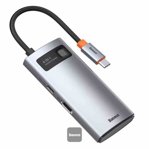 Bộ chuyển đổi đa năng Baseus Metal Gleam Type-C 4 trong 1 cho các thiết bị máy tính điện thoại hỗ trợ USB type C