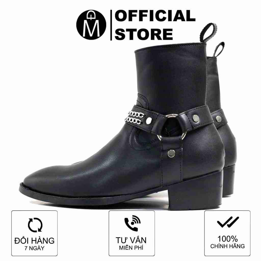 Giày da harness boots thời trang MĐ G1120 da lì đế cao