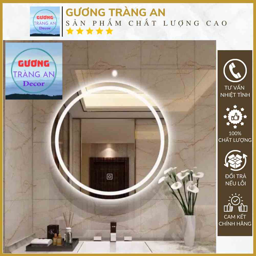 Gương Tròn Treo Tường Đèn Led Cảm Ứng - Gương Soi Gương Decor Cao Cấp Sang Trọng, Hiện Đại, Tinh Tế