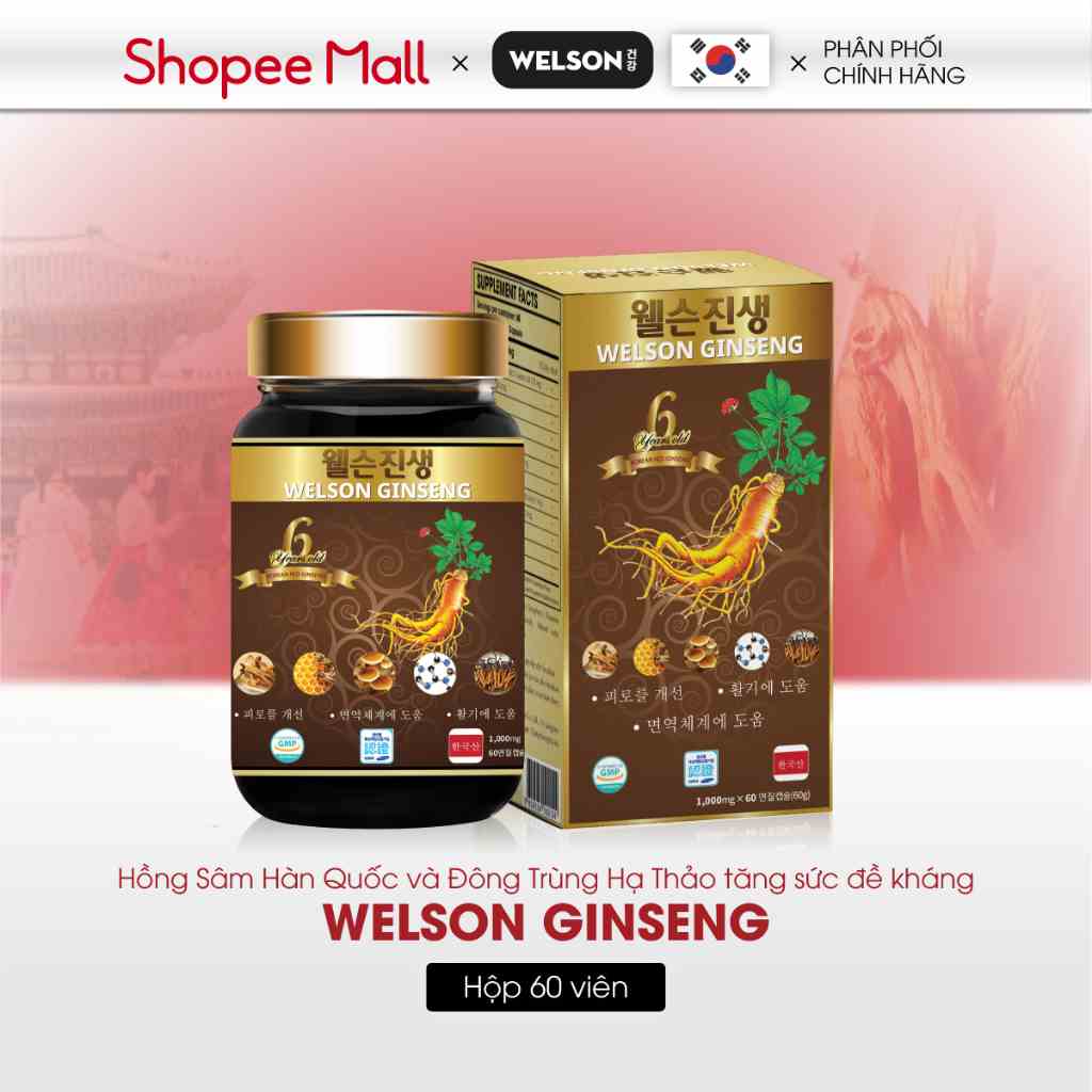 [GIFT] Hồng Sâm Hàn Quốc tăng sức đề kháng Welson Ginseng hộp 60 viên