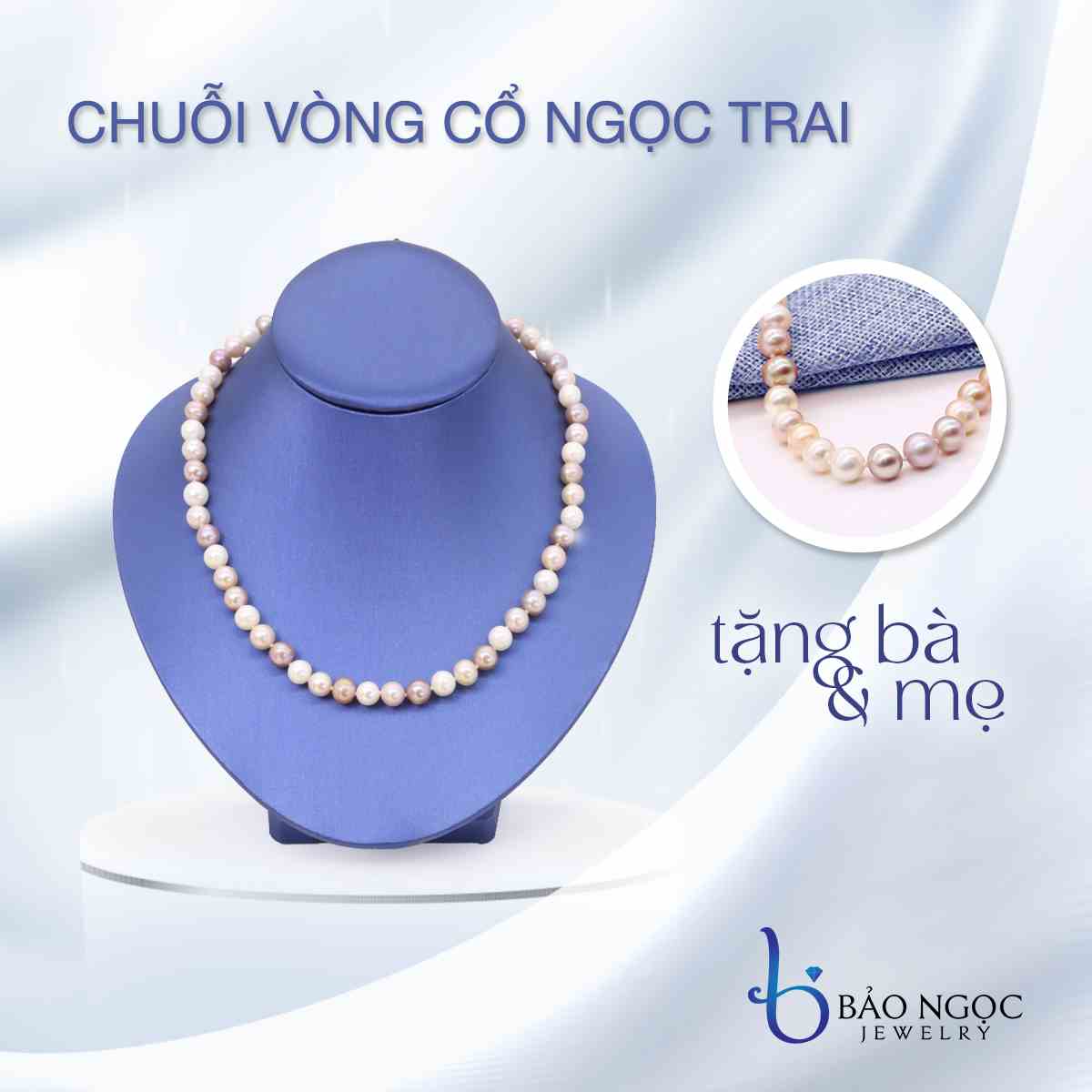 Vòng Cổ Ngọc Trai Tự Nhiên chất lượng AA hạt màu tím tròn bóng đẹp kiểu dáng cổ điển DB1337 - Bảo Ngọc Jewelry