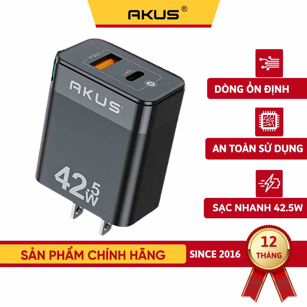 Củ sạc nhanh 42.5W AKUS SN66 - Hàng Chính Hãng