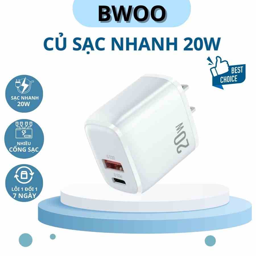 Củ Sạc Nhanh 20W K10111 Chính Hãng Chân USB Hỗ Trợ Tất Cả Các Dòng Máy, Bảo Hành 1 Đổi 1