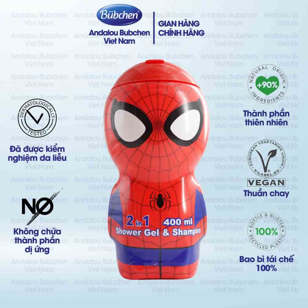 Sữa Tắm Gội Air Val Spider Man 2D Dành Cho Bé Trai 400ml