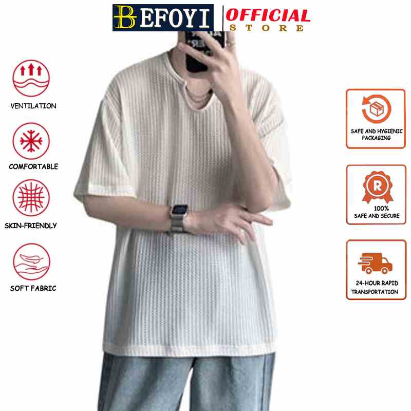 Áo Thun Tay Ngắn Dáng Rộng Kemeja Baju Lelaki SCL03 Thời Trang Mùa Hè Cho Nam