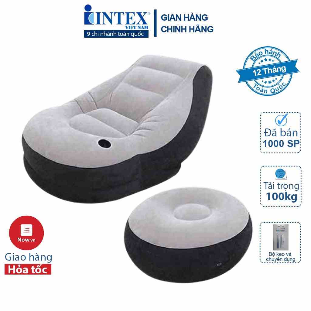 Ghế Hơi Tựa Lưng Intex 68564, bảo hành 12 tháng, phủ nhung cao cấp