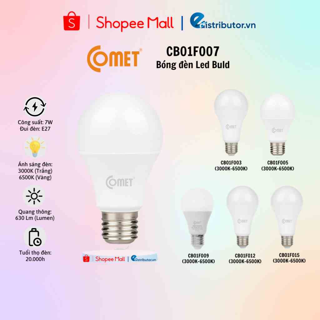 Bóng đèn LED Bulb COMET CB01F003/CB01F005/CB01F007/CB01F009/CB01F012/CB01F015 [3/5/7/9/12/15W] - 100% chính hãng