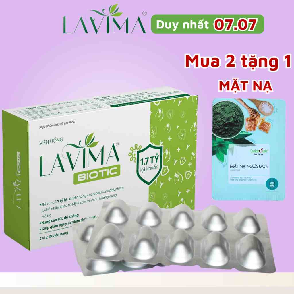 Combo 2 Hộp Viên Uống Phụ Khoa, Men Vi Sinh Vùng Kín LAVIMA BIOTIC - Giảm Khí Hư, Ngứa Rát, Ngăn Ngừa Tái Phát