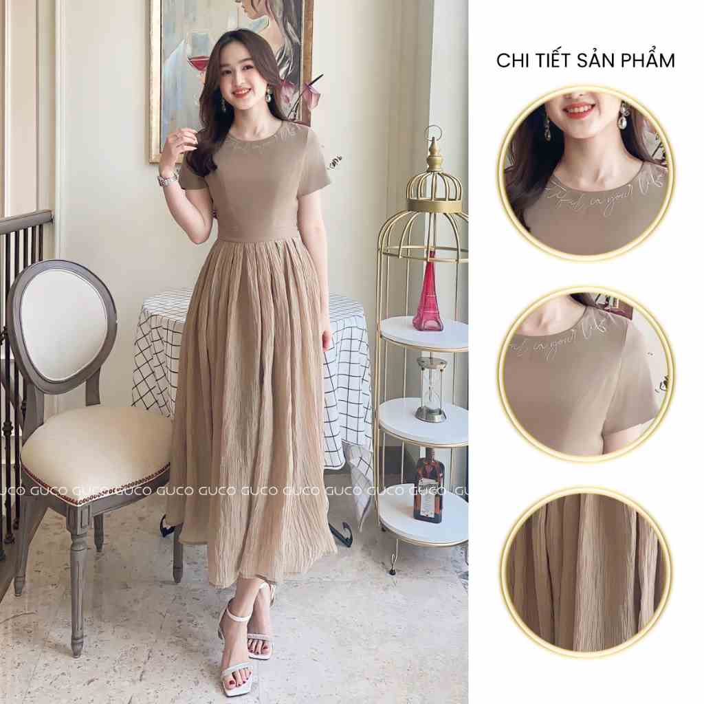 [Mã BMLTB200 giảm đến 100K đơn 499K] ĐẦM THÊU Beautiful in your life - NÂU 4077