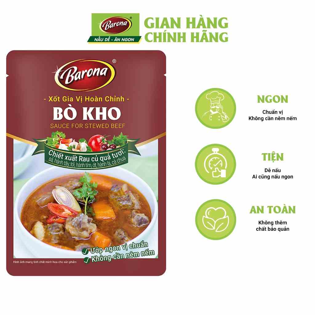 Gia Vị Bò Kho Barona 80g ướp ngon chuẩn vị không cần nêm nếm